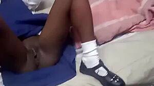 Daddy, watch this black teen 18+ suck my vibe hard!