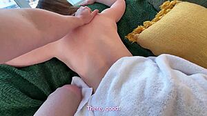 stepbrother rubs down stepsis big tits then pounds her hard