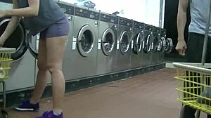 homemade wife sucks huge black cock at college laundromat pt1