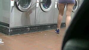 homemade wife sucks huge black cock at college laundromat pt1