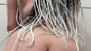 brazilian curvy babe showers big tits ass clit in solo tease