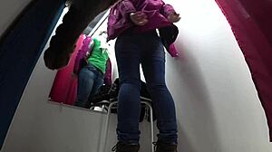 a sneaky fitting room cam spies juicy russian pawg legs nylon tits mall voyeur