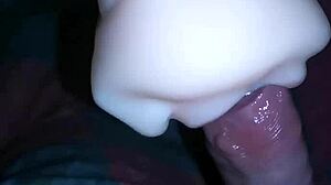wet mouth sucks cock dry gentle real doll fuck toy cum closeup