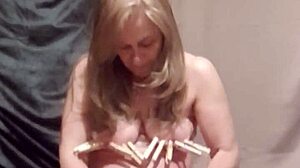 Slave f tries degrading vibes solo anal bound session