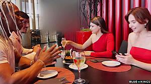 our couples dinner exploded into wild interracial foursome with talia mint