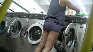 homemade wife sucks huge black cock at college laundromat pt1