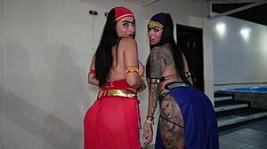 lucky guy fucks twin arab asses outdoors pov