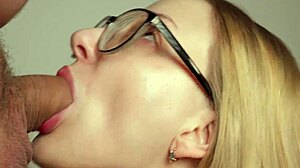 Hot Blonde Deepthroats Big Cock Cum Gulp Closeup