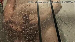 showering steamy monster cock load explosion closeup
