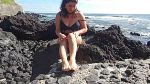 my seductive stepmom foot fetish on public beach