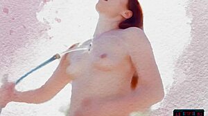 krystal kitten strips naked wet outdoors teasing