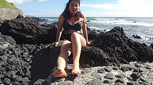 my seductive stepmom foot fetish on public beach
