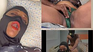ebony babe squirts hard reacting to xvideos with eye rolling orgasm