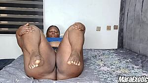 mara exotic's thick juicy thighs drip wet in bbw solo toy masturbation...