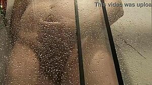 showering steamy monster cock load explosion closeup