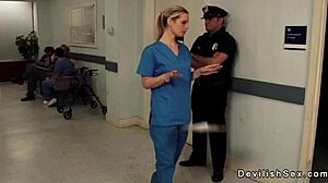 Sexy Nurse Blows Cop Deepthroat Facial Hospital Uniform