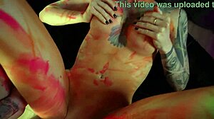 I totally relaxed at the massage then ended up with cum all over my belly.