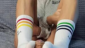 Step sis bought special socks just to tease my throbbing dick!