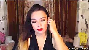 cute brunette babe teases on live webcam chat