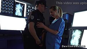 Sexy Nurse Blows Cop Deepthroat Facial Hospital Uniform