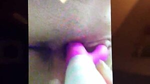 sam's tight young pussy overflows with cum from that huge toy pounding