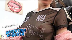 puffy tits round ass pawg denim shorts