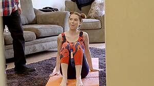 stepdaughter's leggings rip open for rough anal pounding by stepdad's monster cock.