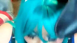 Shemale Bunny Rides Cowgirl with Big Ass Tits Cumshot Crossdressing Action