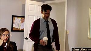 slutty stepsis rides bro's cock cowgirl in socks passionate fantasy