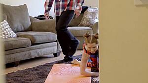 stepdaughter's leggings rip open for rough anal pounding by stepdad's monster cock.