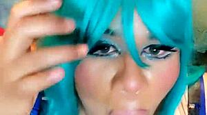 Shemale Bunny Rides Cowgirl with Big Ass Tits Cumshot Crossdressing Action