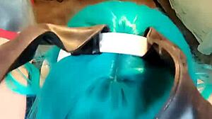 Shemale Bunny Rides Cowgirl with Big Ass Tits Cumshot Crossdressing Action