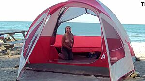 Milf Housewife Teases Beach Guys With Her Curvy Wife Body.