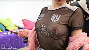 puffy tits round ass pawg denim shorts