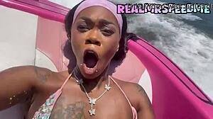 Topless Ebony Beauty Dances Publicly in Miami