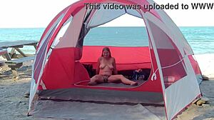 Milf Housewife Teases Beach Guys With Her Curvy Wife Body.