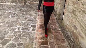 milf strutting in pantyhose high heels nothing hotter than watching her walk sexy