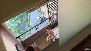 oh man... horny neighbor katty west fingers herself on balcony i peep her tight ass