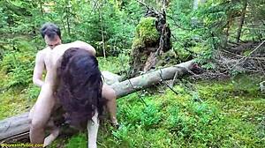 crazy skinny couple destroys narrow ass ANAL in public forest
