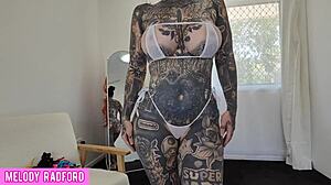 in her bedroom, the petite milf slips into a sheer micro bikini for a teasing try-on haul