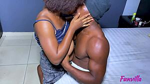 chubby african beauty's bedroom fuck after sweet romance closeup