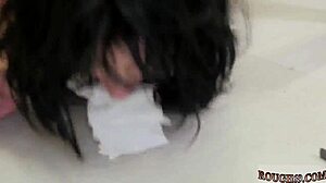 bound teen gives car blowjob then gets soaked in our extreme bdsm case