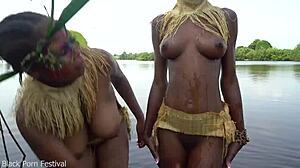 African Zulu Wives Bathe Big Tits Ranch