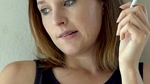 Blue-Eyed Brunette's Smoking Hot Tease Gets Voyeur Wet