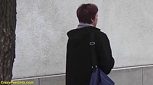 Redhead BBW MILF Squats and Pees in Public Outdoor Fetish Show