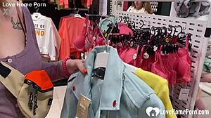 Girlfriend's Changing Booth Blowjob Cumshot