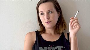 Blue-Eyed Brunette's Smoking Hot Tease Gets Voyeur Wet