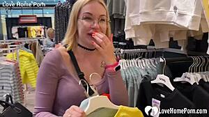 Girlfriend's Changing Booth Blowjob Cumshot