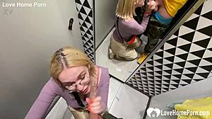 Girlfriend's Changing Booth Blowjob Cumshot