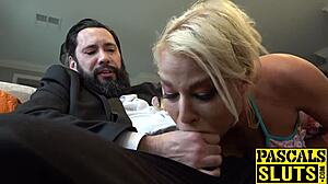 Submissive British Milf Bound Threesome Dom Rough Deepthroat Cum